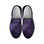 Dark Purple Cosmos Galaxy Space Print Black Slip On Sneakers