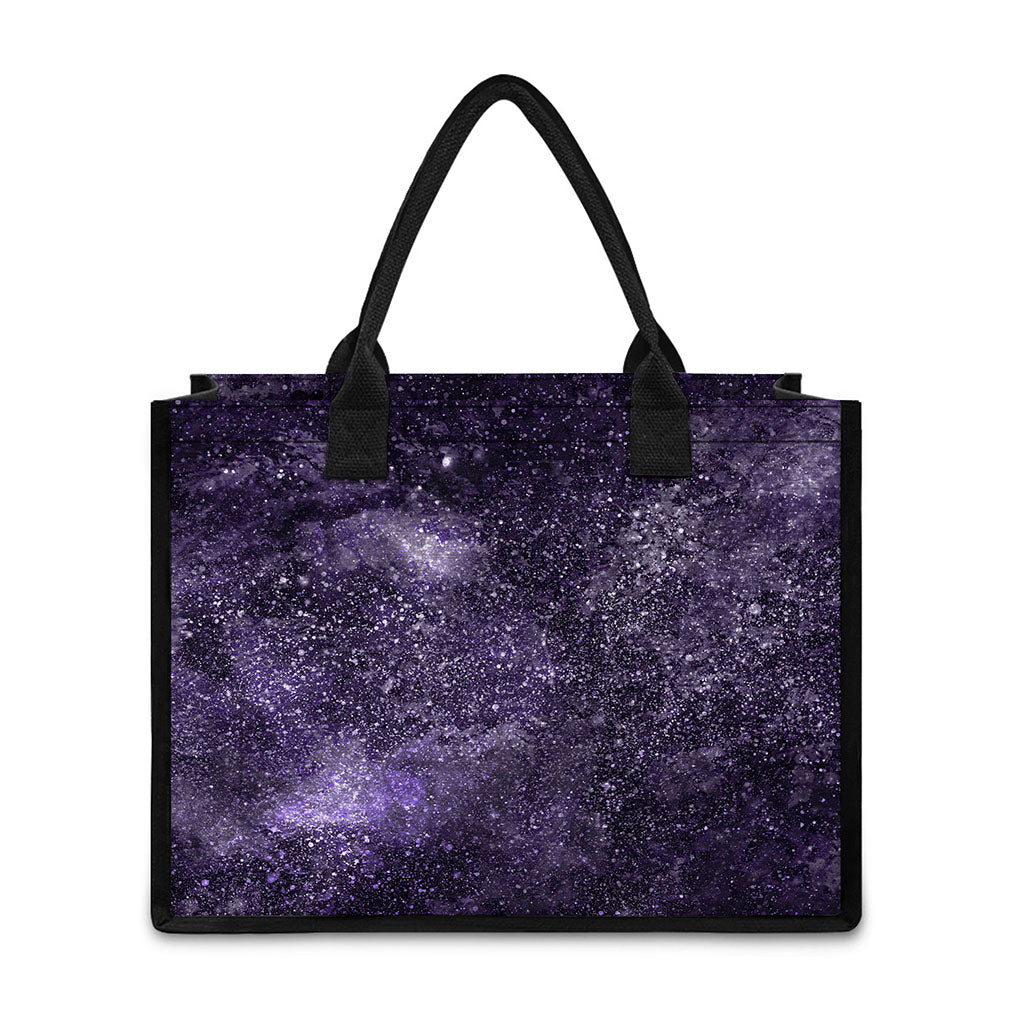 Dark Purple Cosmos Galaxy Space Print Canvas Tote Bag