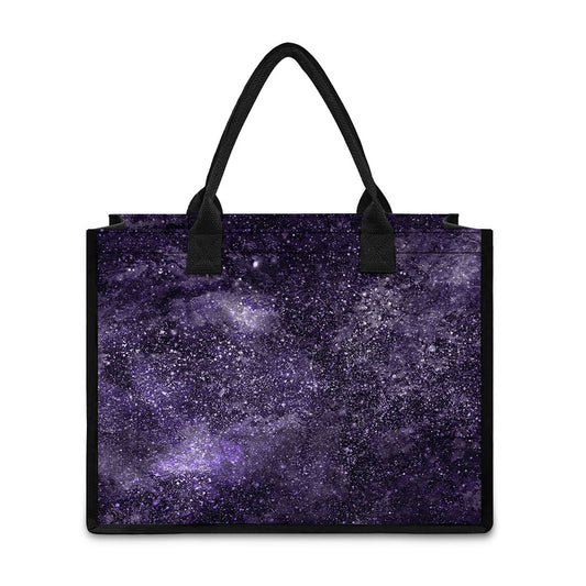 Dark Purple Cosmos Galaxy Space Print Canvas Tote Bag