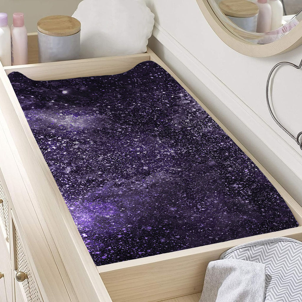 Dark Purple Cosmos Galaxy Space Print Changing Pad Cover