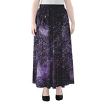 Dark Purple Cosmos Galaxy Space Print Chiffon Maxi Skirt