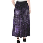 Dark Purple Cosmos Galaxy Space Print Chiffon Maxi Skirt
