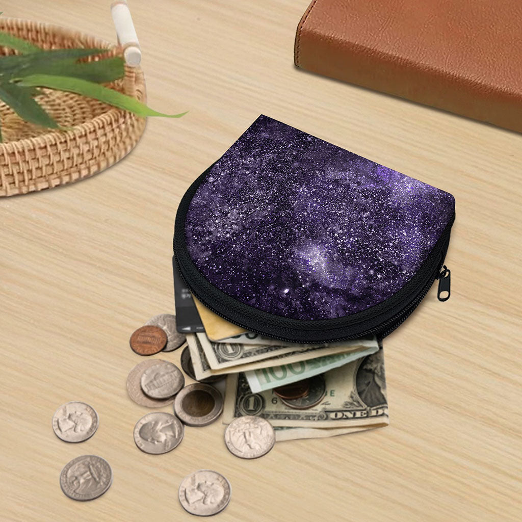 Dark Purple Cosmos Galaxy Space Print Coin Purse