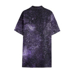 Dark Purple Cosmos Galaxy Space Print Cotton Hawaiian Shirt