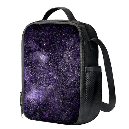 Dark Purple Cosmos Galaxy Space Print Crossbody Lunch Bag