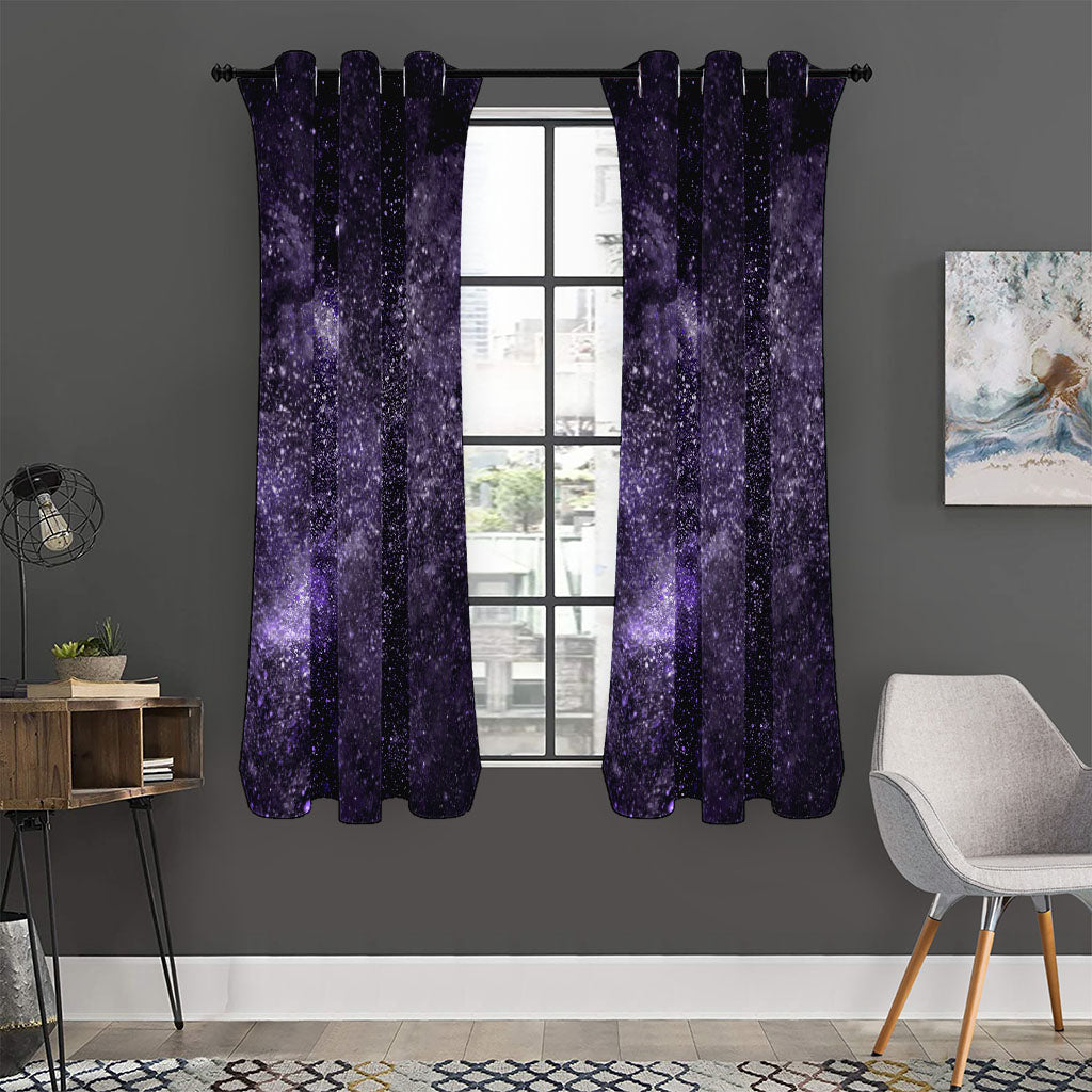 Dark Purple Cosmos Galaxy Space Print Curtain