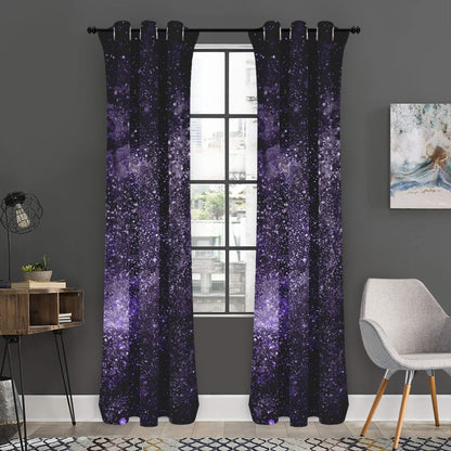 Dark Purple Cosmos Galaxy Space Print Curtain