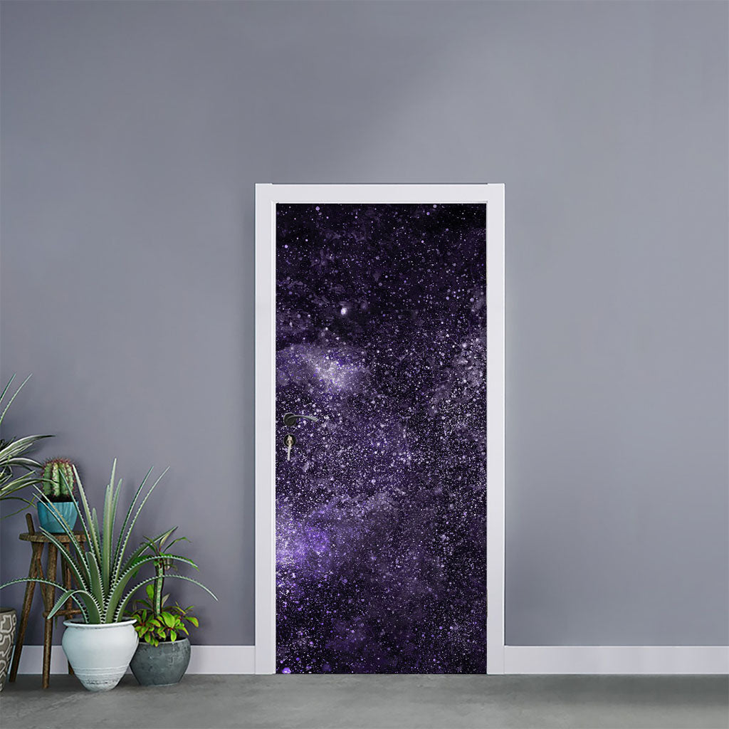 Dark Purple Cosmos Galaxy Space Print Door Sticker