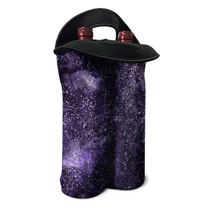 Dark Purple Cosmos Galaxy Space Print Double Neoprene Wine Tote