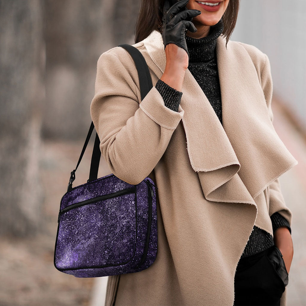 Dark Purple Cosmos Galaxy Space Print Double Strap Bible Bag