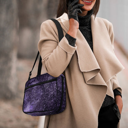 Dark Purple Cosmos Galaxy Space Print Double Strap Bible Bag