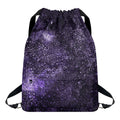 Dark Purple Cosmos Galaxy Space Print Drawstring Backpack