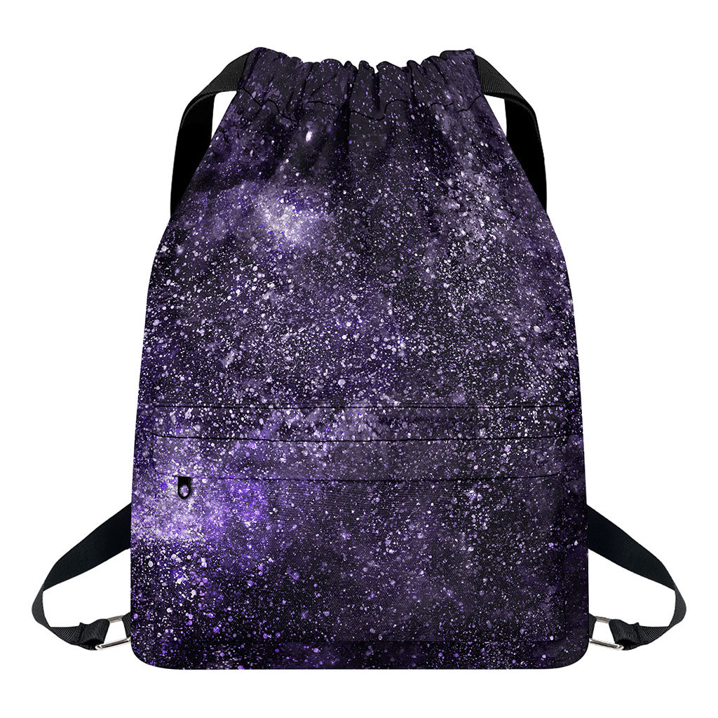 Dark Purple Cosmos Galaxy Space Print Drawstring Backpack