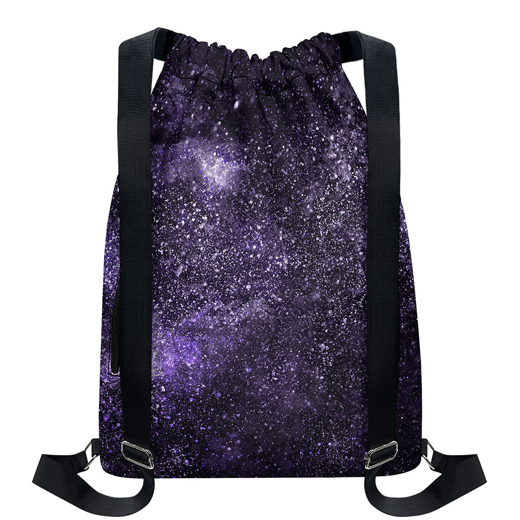 Dark Purple Cosmos Galaxy Space Print Drawstring Backpack