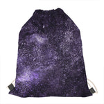 Dark Purple Cosmos Galaxy Space Print Drawstring Bag