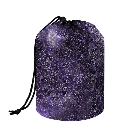 Dark Purple Cosmos Galaxy Space Print Drawstring Makeup Bag