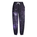Dark Purple Cosmos Galaxy Space Print Fleece Lined Knit Pants