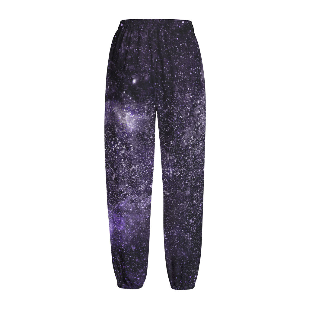 Dark Purple Cosmos Galaxy Space Print Fleece Lined Knit Pants