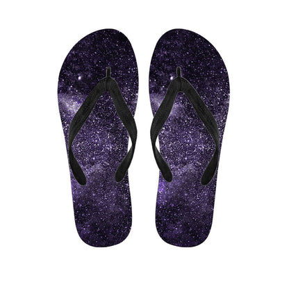 Dark Purple Cosmos Galaxy Space Print Flip Flops