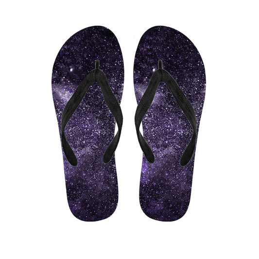 Dark Purple Cosmos Galaxy Space Print Flip Flops