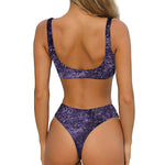 Dark Purple Cosmos Galaxy Space Print Front Bow Tie Bikini
