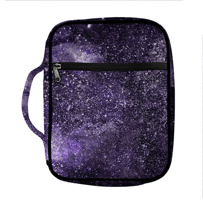 Dark Purple Cosmos Galaxy Space Print Front Pocket Bible Bag