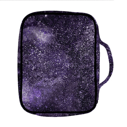 Dark Purple Cosmos Galaxy Space Print Front Pocket Bible Bag