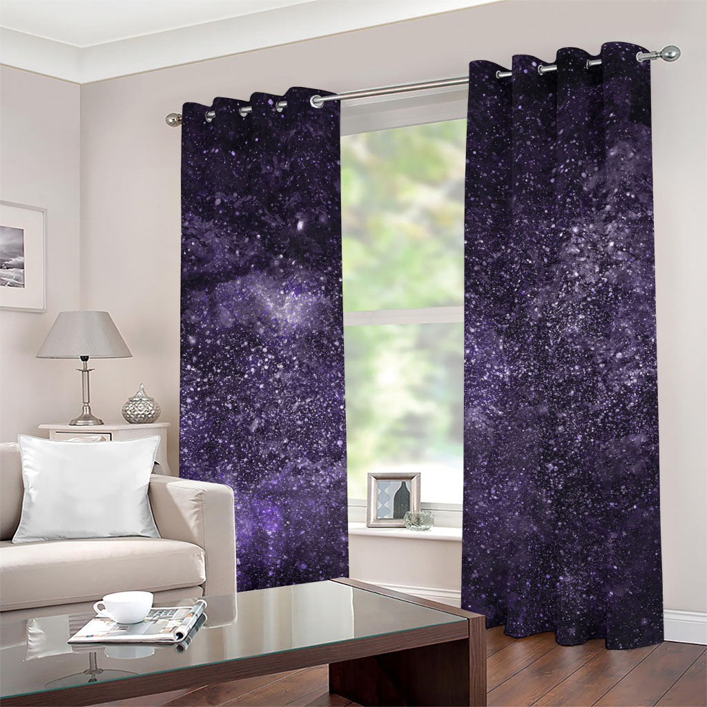 Dark Purple Cosmos Galaxy Space Print Grommet Curtains