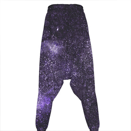 Dark Purple Cosmos Galaxy Space Print Hammer Pants