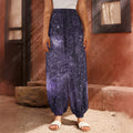 Dark Purple Cosmos Galaxy Space Print Harem Pants