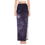 Dark Purple Cosmos Galaxy Space Print High Slit Maxi Skirt