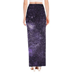 Dark Purple Cosmos Galaxy Space Print High Slit Maxi Skirt