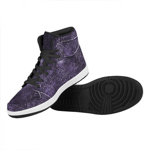 Dark Purple Cosmos Galaxy Space Print High Top Leather Sneakers