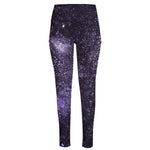 Dark Purple Cosmos Galaxy Space Print High-Waisted Pocket Leggings