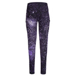 Dark Purple Cosmos Galaxy Space Print High-Waisted Pocket Leggings