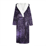 Dark Purple Cosmos Galaxy Space Print Hooded Bathrobe