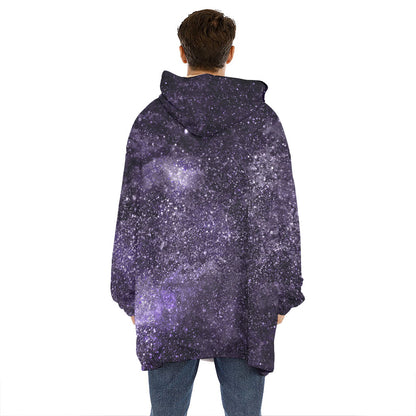 Dark Purple Cosmos Galaxy Space Print Hoodie Blanket