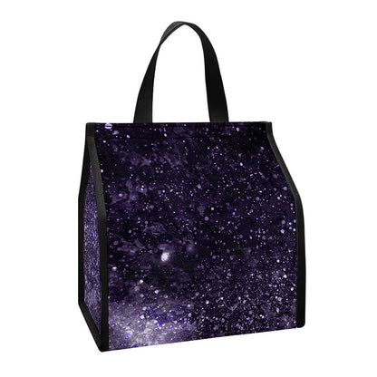 Dark Purple Cosmos Galaxy Space Print Insulated Lunch Tote