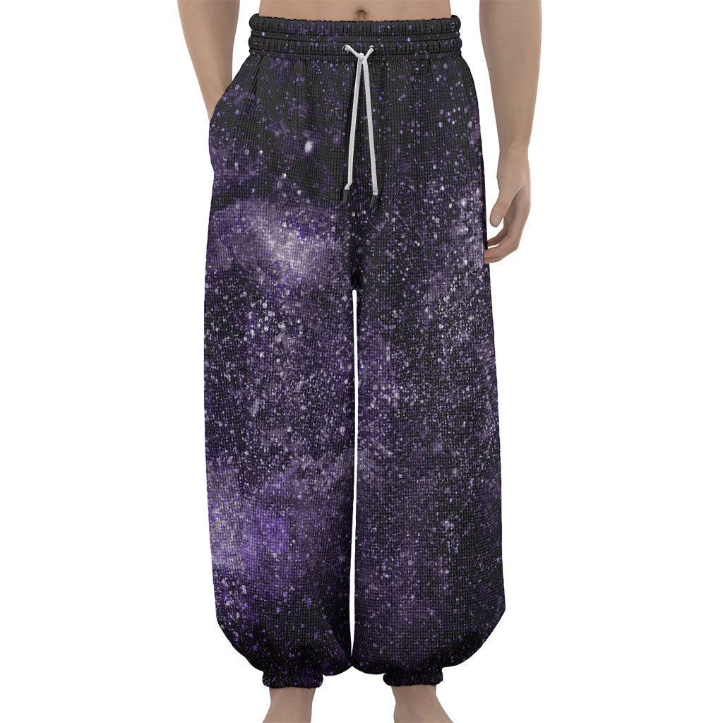Dark Purple Cosmos Galaxy Space Print Lantern Pants