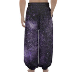 Dark Purple Cosmos Galaxy Space Print Lantern Pants