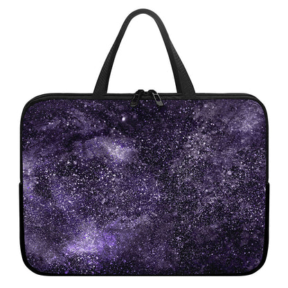 Dark Purple Cosmos Galaxy Space Print Laptop Sleeve With Handle