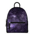 Dark Purple Cosmos Galaxy Space Print Leather Backpack
