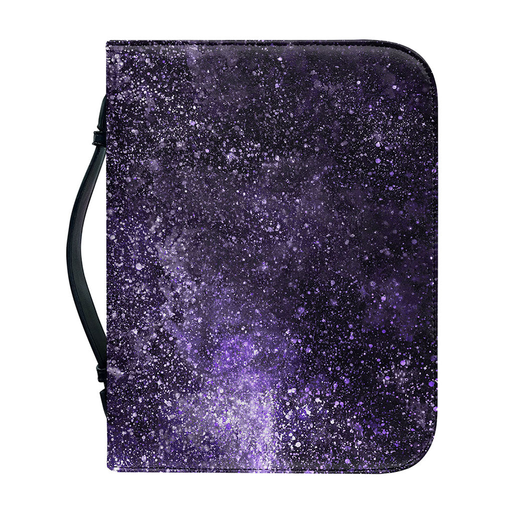 Dark Purple Cosmos Galaxy Space Print Leather Bible Cover
