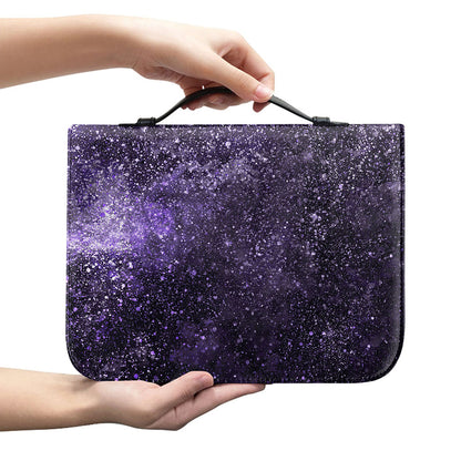 Dark Purple Cosmos Galaxy Space Print Leather Bible Cover