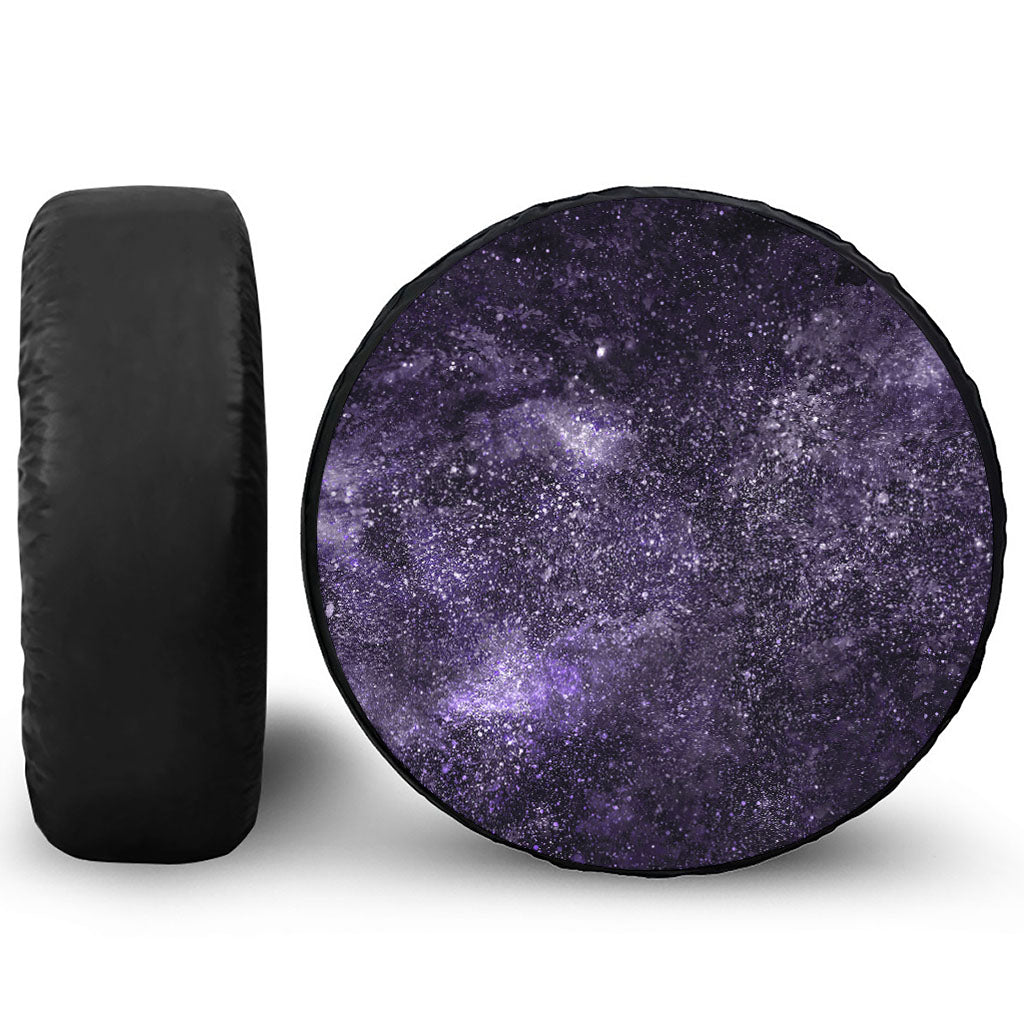 Dark Purple Cosmos Galaxy Space Print Leather Spare Tire Cover