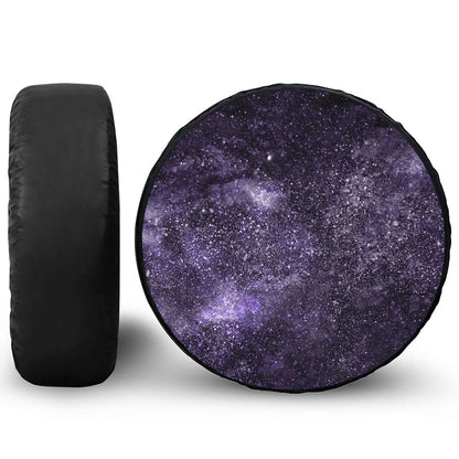 Dark Purple Cosmos Galaxy Space Print Leather Spare Tire Cover