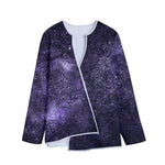 Dark Purple Cosmos Galaxy Space Print Long Sleeve Short Coat
