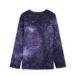 Dark Purple Cosmos Galaxy Space Print Long Sleeve Short Coat