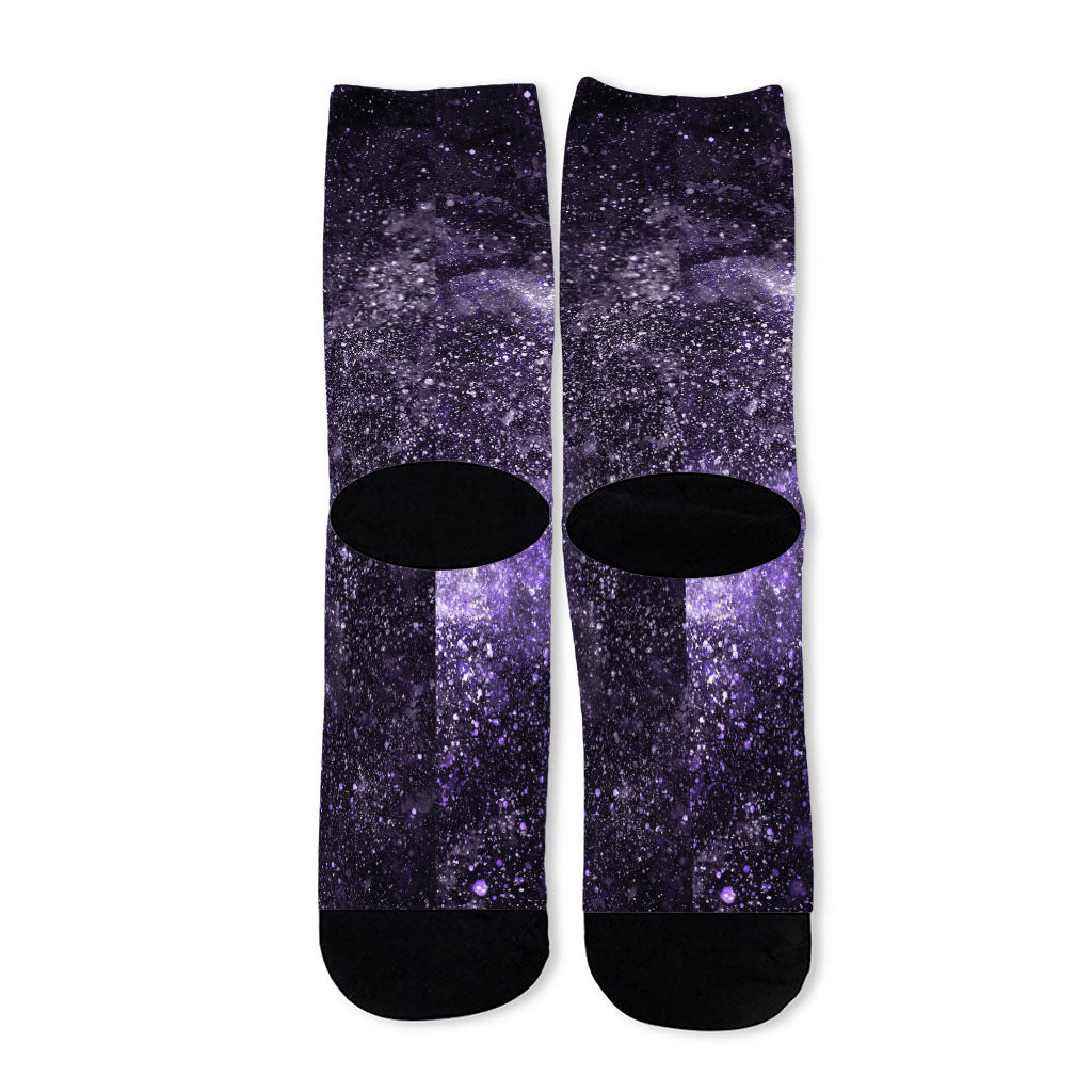 Dark Purple Cosmos Galaxy Space Print Long Socks