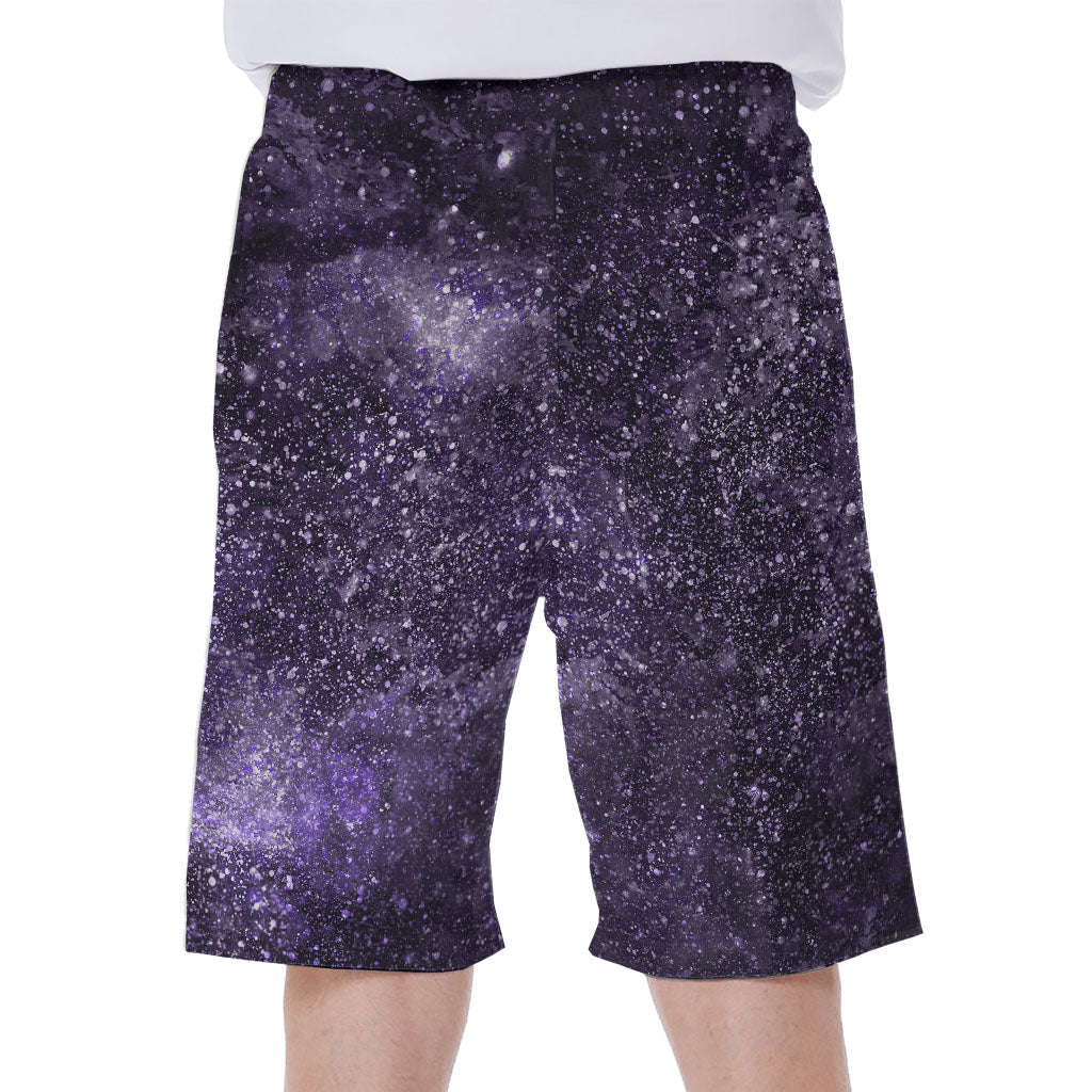 Dark Purple Cosmos Galaxy Space Print Men's Beach Shorts